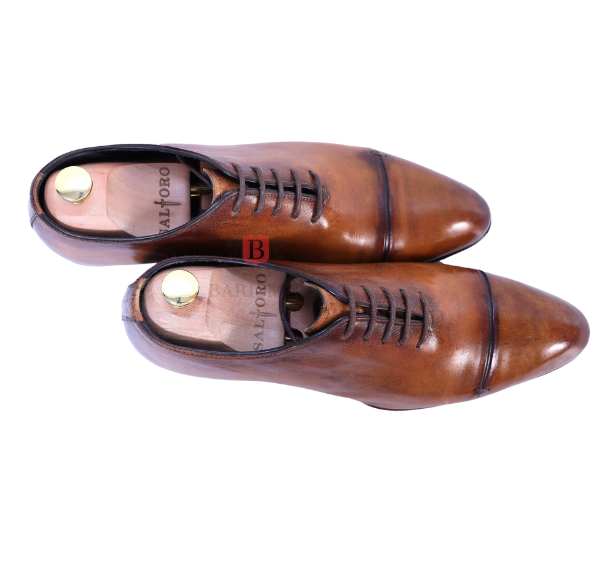 CEO II- Cognac wholecut leather Oxford dress shoes for men - Barismil