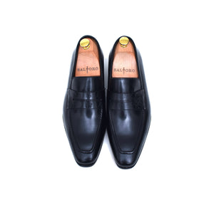 
                  
                    black full grain calf leather penny loafers. mens dress loafers. 
                  
                