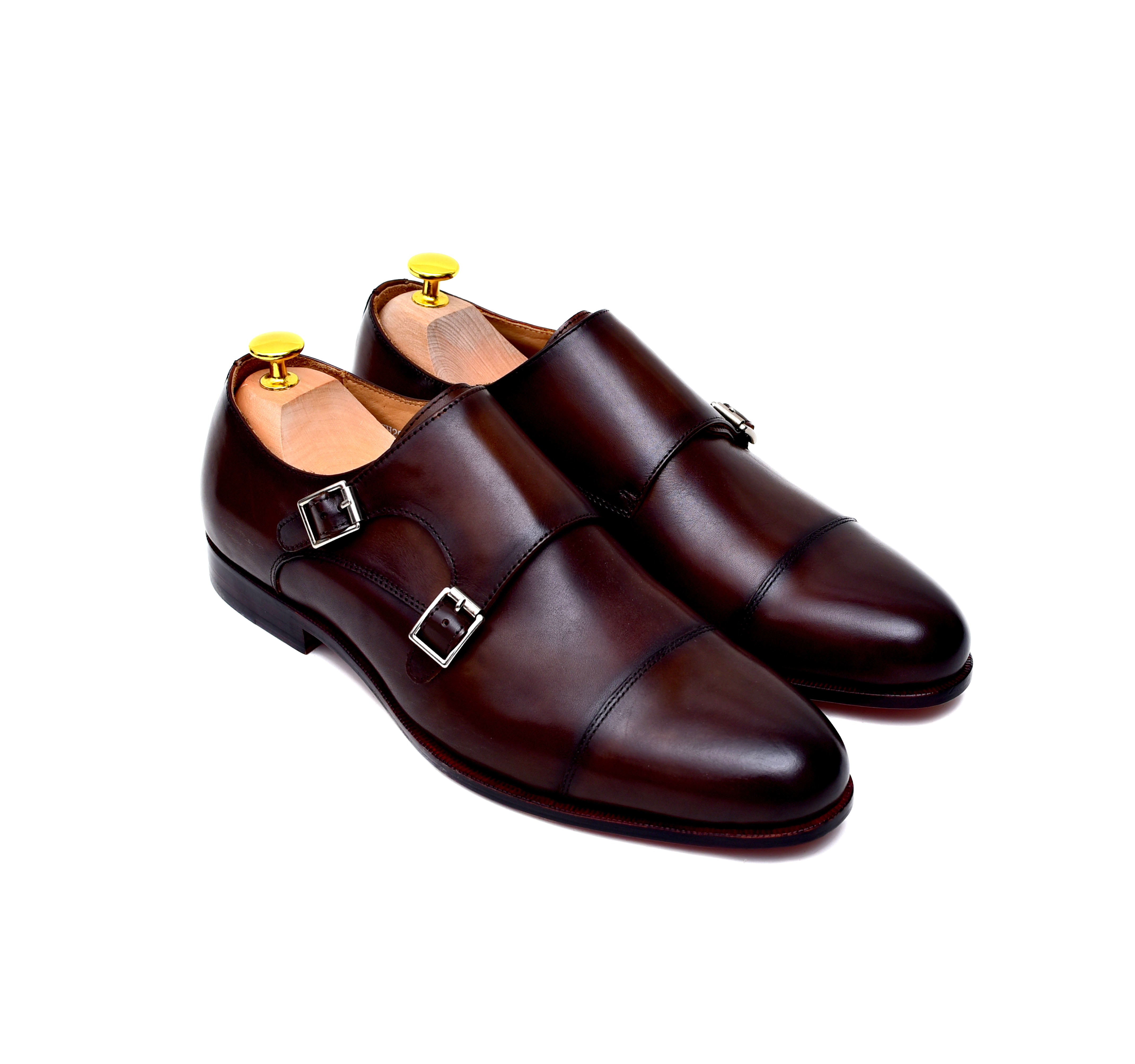 Men's Espresso Monk Strap Dress Shoes - Barismil Men's Espresso Monk Strap Dress Shoes - Barismil