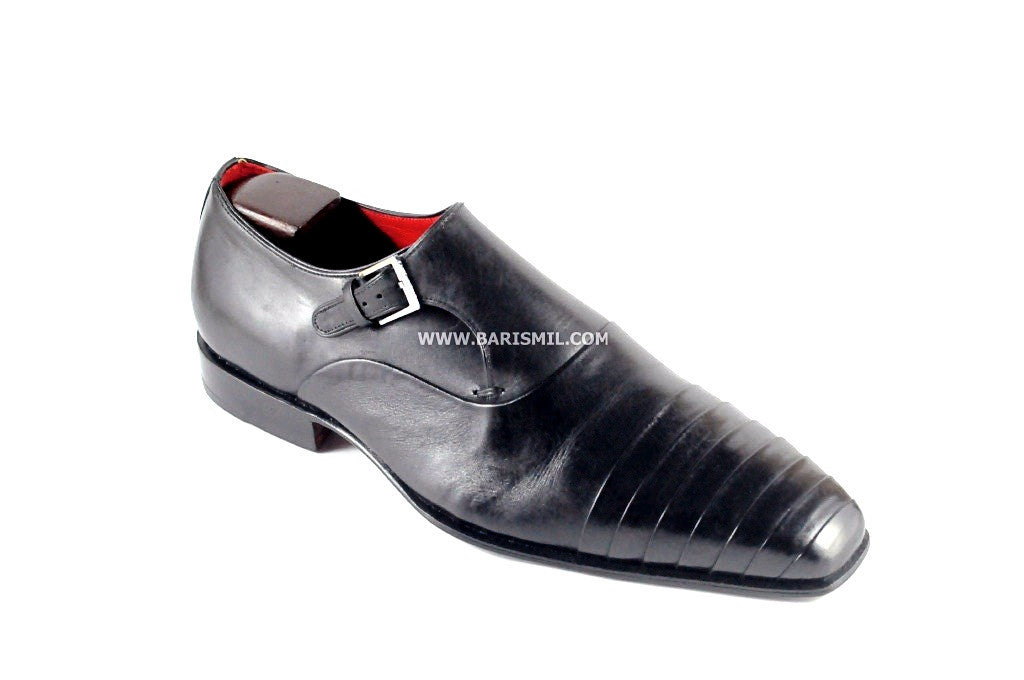 Ocean Black Monk Strap Shoes - Main Image