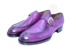 Purple monk strap leather shoes for men 
