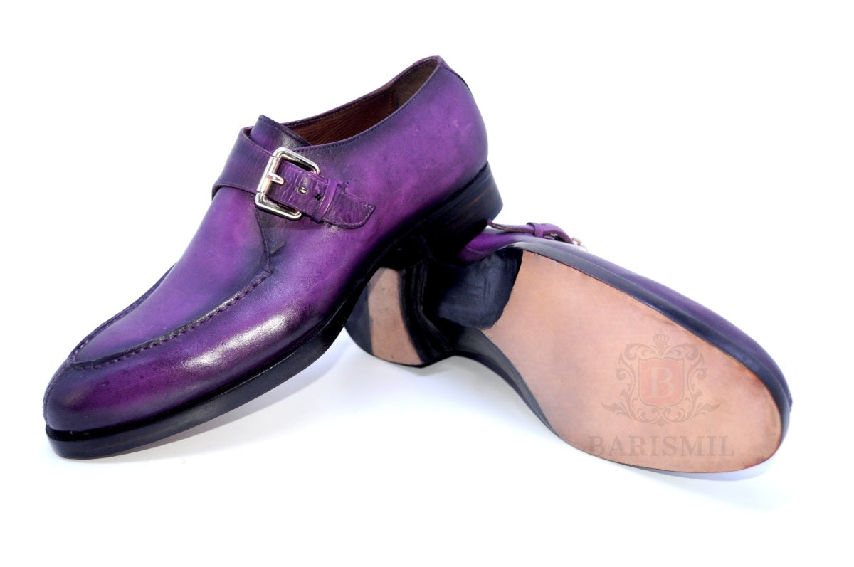 Mens Purple Evening Shoes Purple Leather Men's Oxfords, High