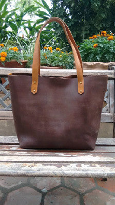Distressed Large Leather Tote Bag - Main Image