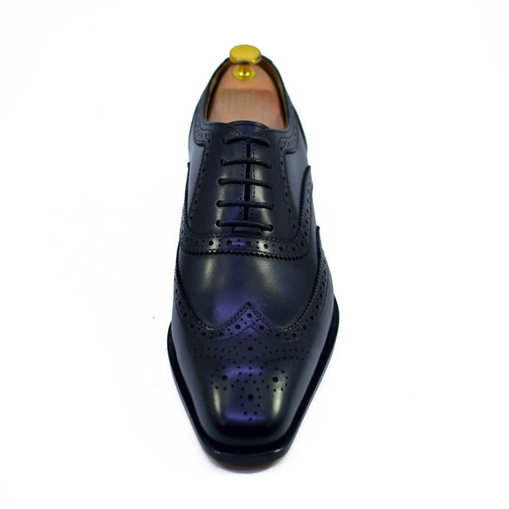 black premium quality calf leather brogue oxford shoes for men, handcrafted leather dress shoes for men