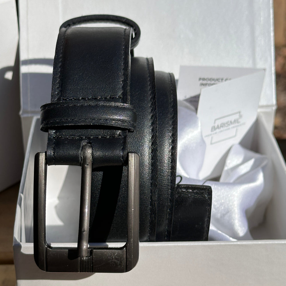 Genuine Leather Belt - Black - Barismil