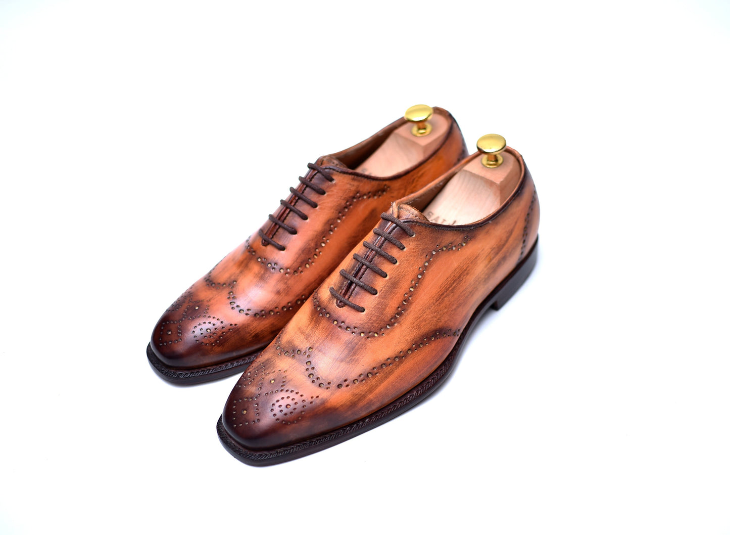 Hoskin - Caramel Patina oxford shoes - Barismil