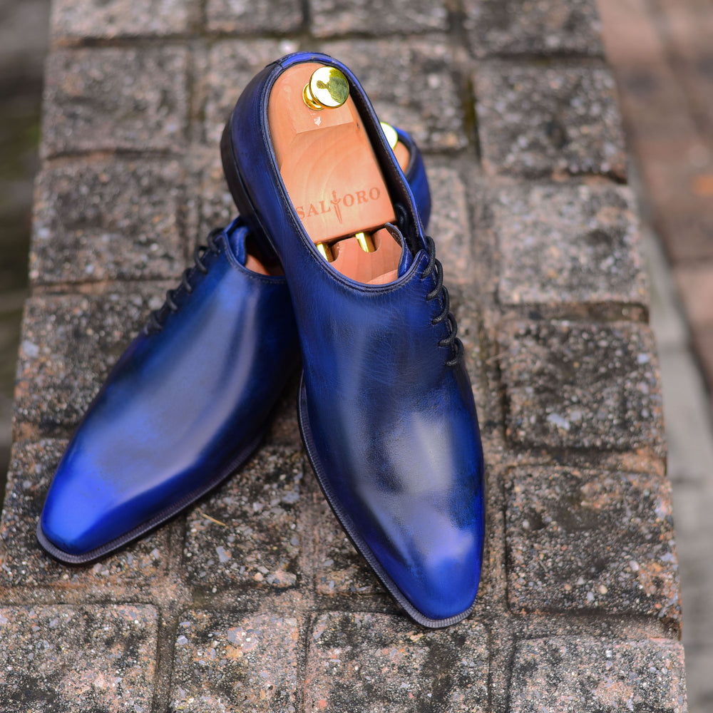 Men's Navy Whole Cut Oxford Shoes - Barismil Men's Navy Whole Cut Oxford Shoes - Barismil