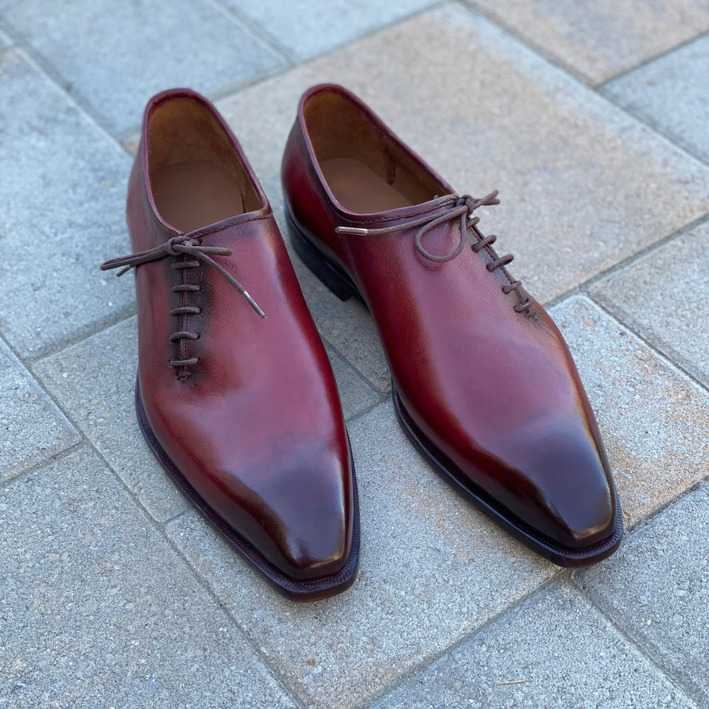 Tyler - Burgundy leather wholecut Oxford Shoes - Barismil