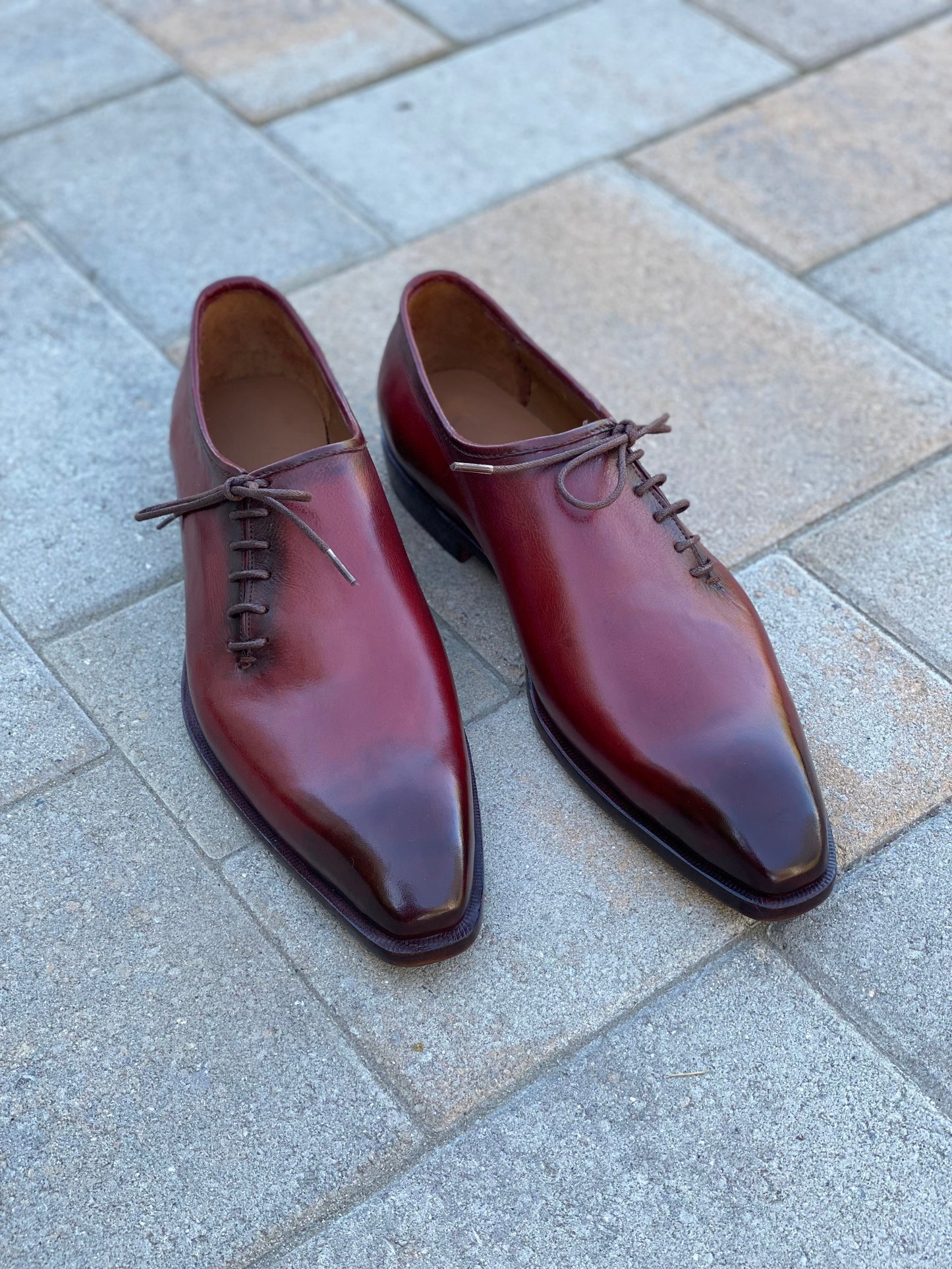 Tyler - Burgundy leather wholecut Oxford Shoes - Barismil