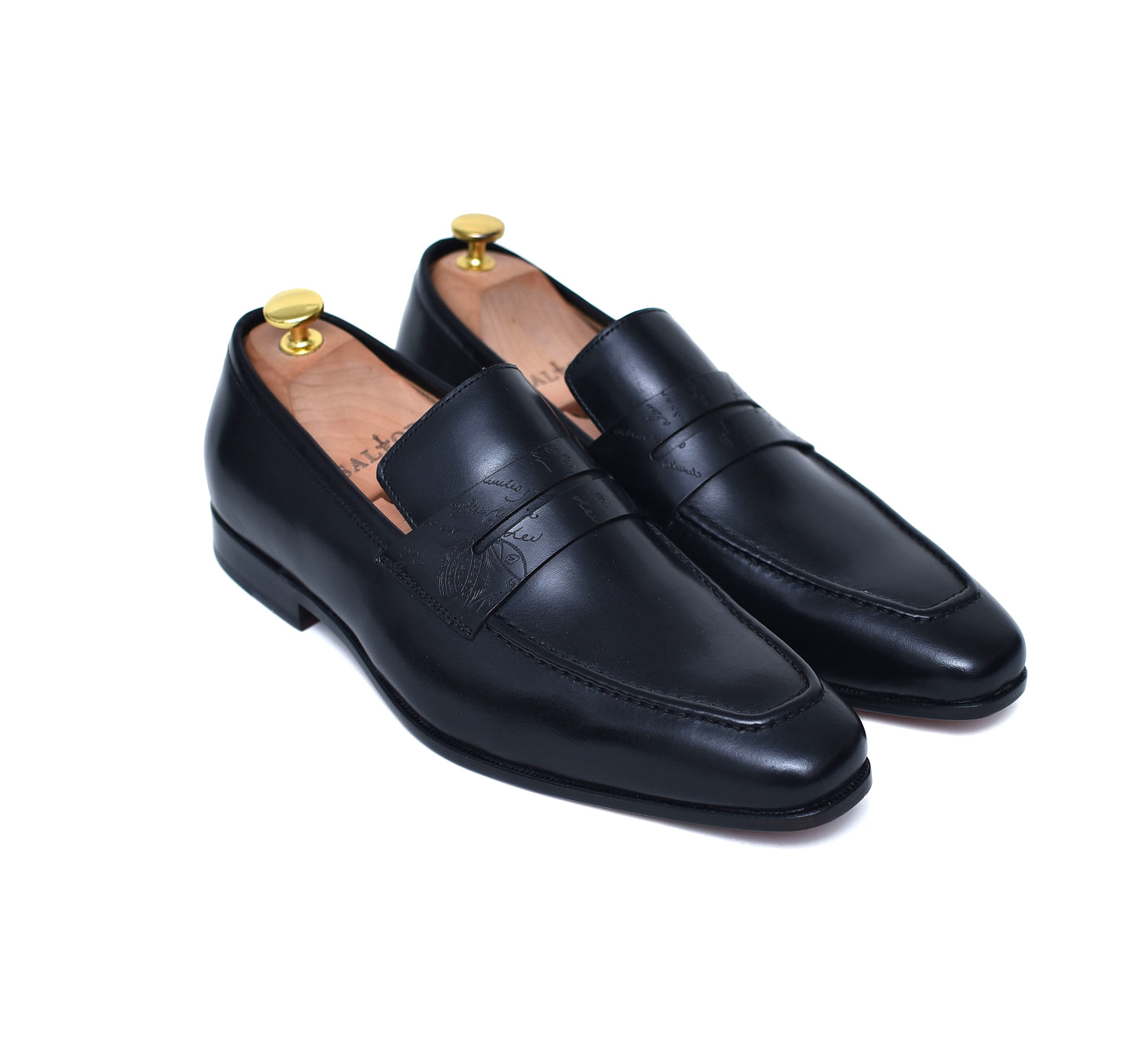 black full grain calf leather penny dress loafers - Barismil