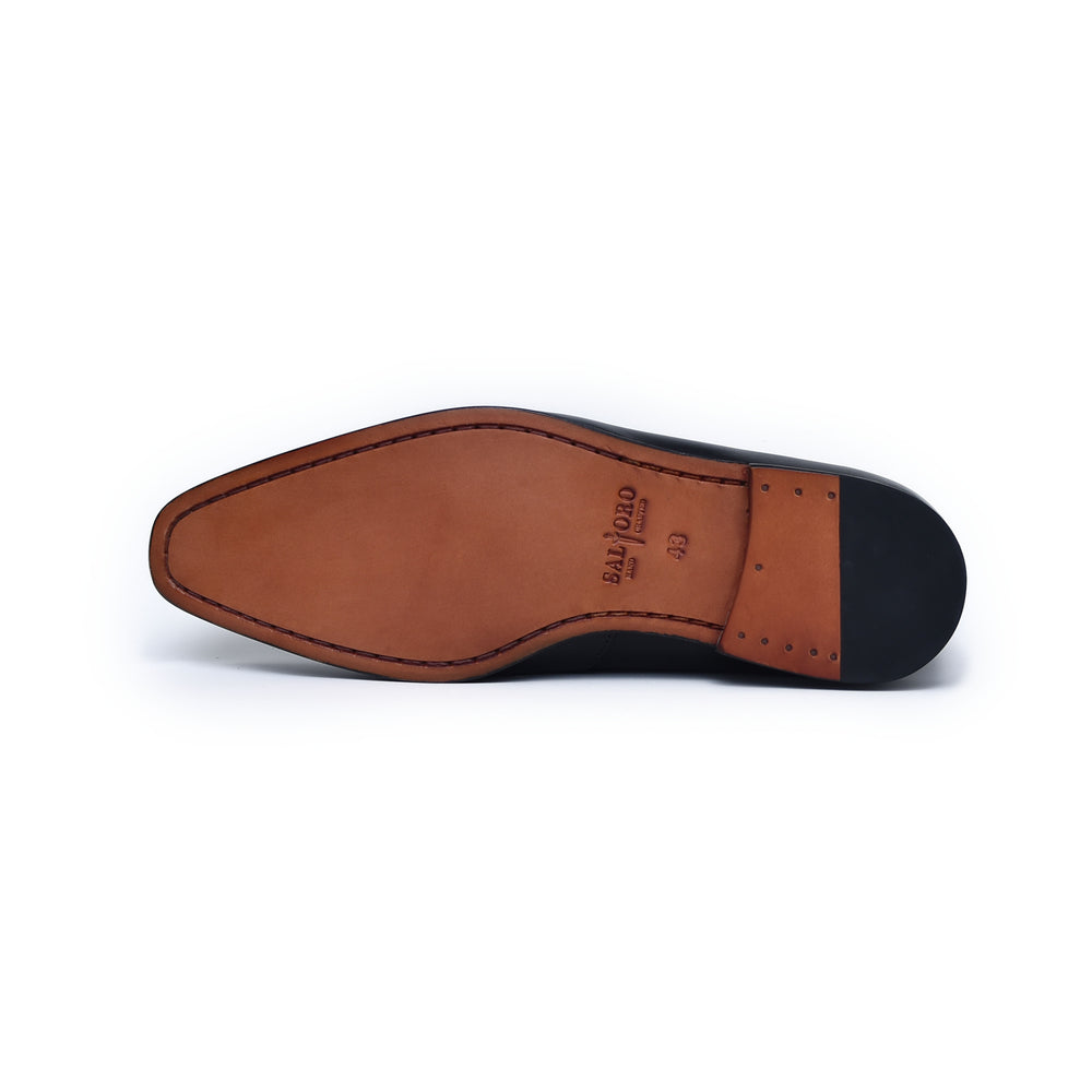 
                  
                    black full grain calf leather penny loafers. mens dress loafers. 
                  
                