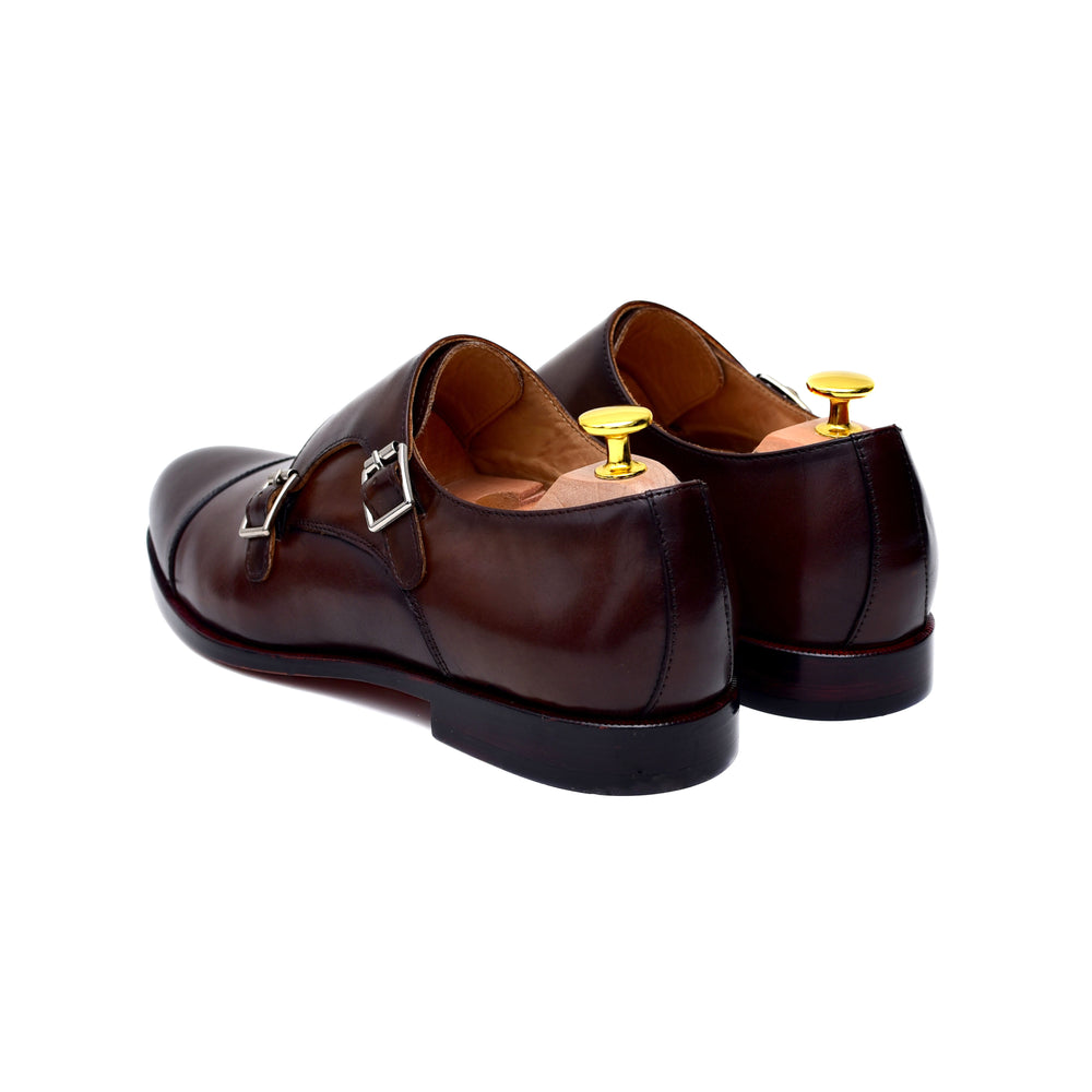 
                  
                    brown burnished leather double monk dress shoes
                  
                
