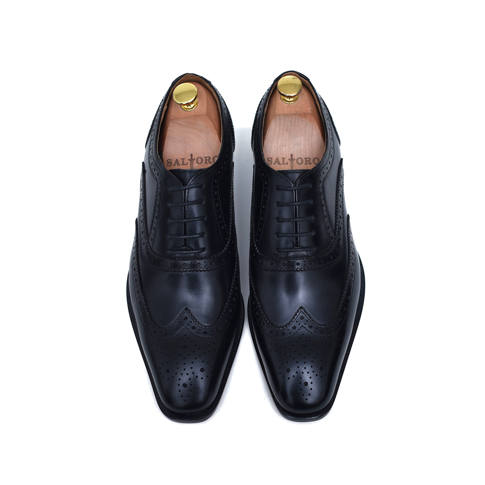 
                  
                    Lincoln brogues - black calf leather handmade brogue shoes
                  
                