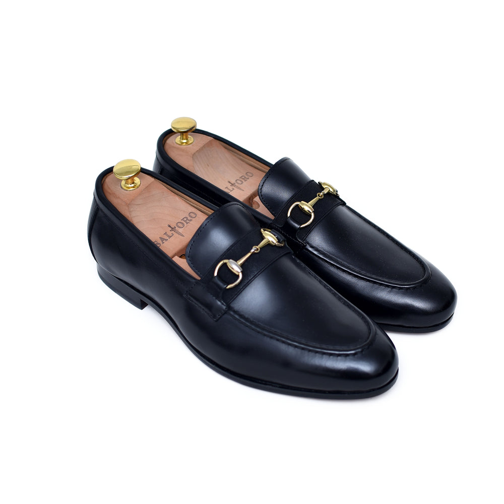 Oscar - Shiny Black Leather Horsebit loafers- Barismil