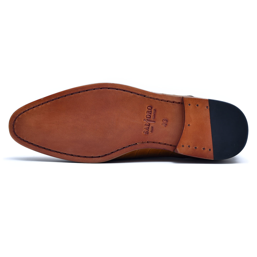 
                  
                    tan calf leather lace up dress shoes with burnished toe. leather sole dress shoes for men
                  
                