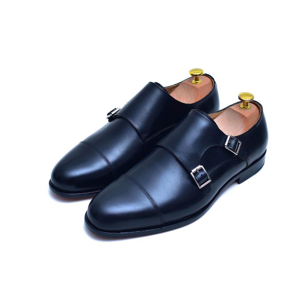 
                  
                    black leather double monk shoes men dress shoes, cap toe monk shoes. black leather men dress shoes.
                  
                