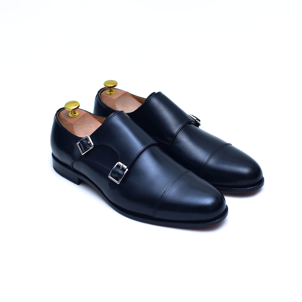 Men's Black Double Monk Strap Dress Shoes