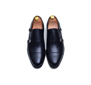 
                  
                    black leather double monk shoes men dress shoes, cap toe monk shoes. black leather men dress shoes.
                  
                