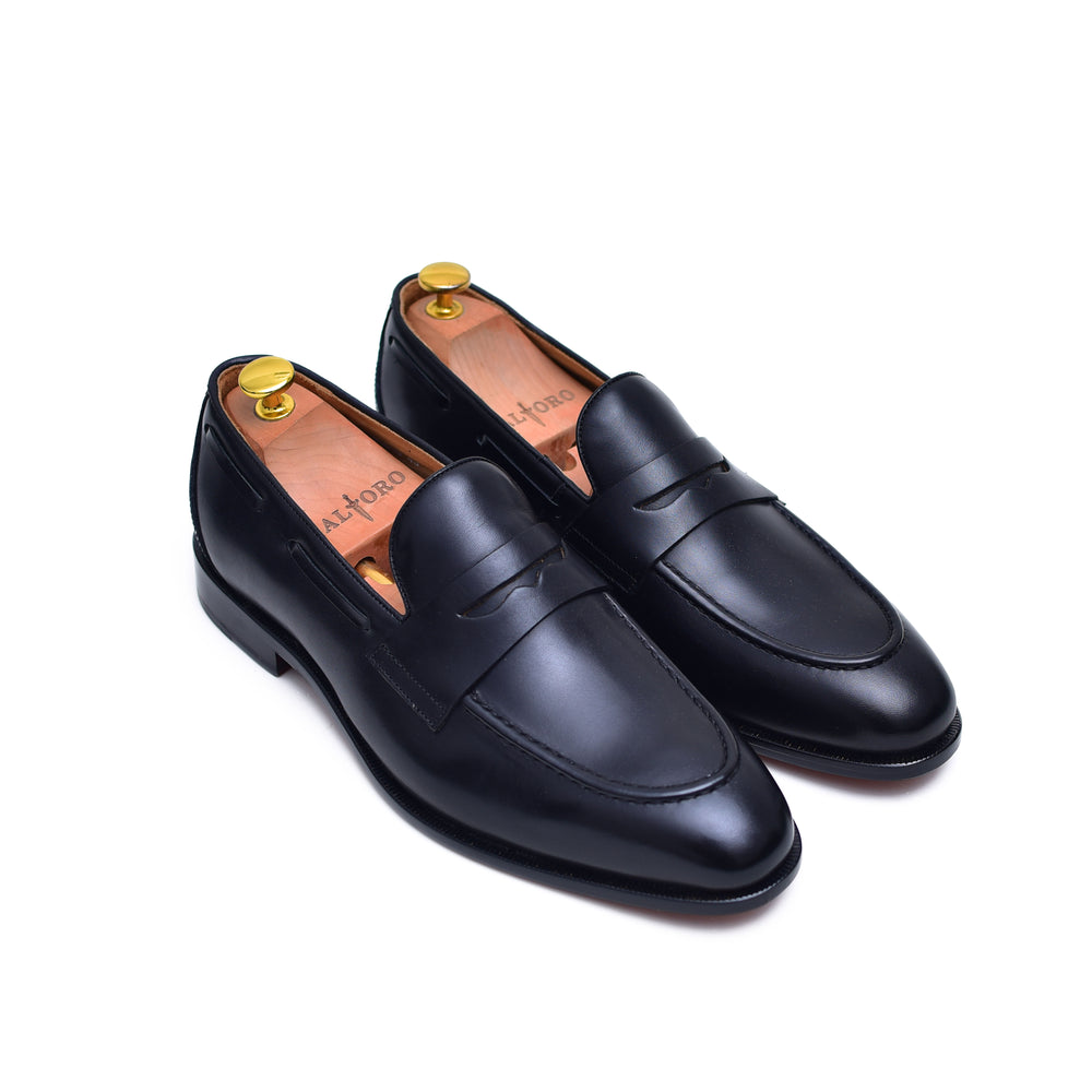 black leather penny loafers for men - Barismil