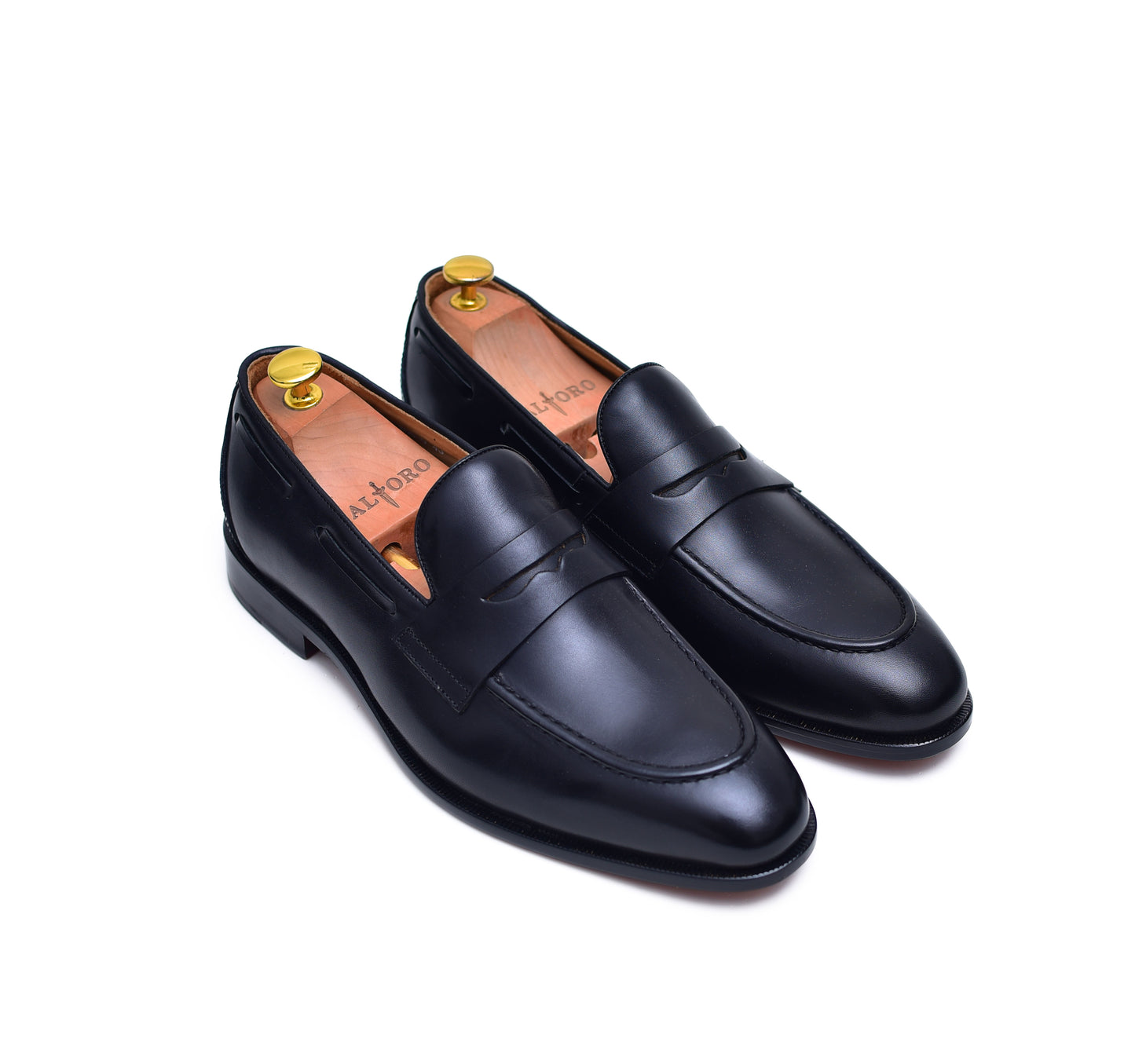 black leather penny loafers for men - Barismil