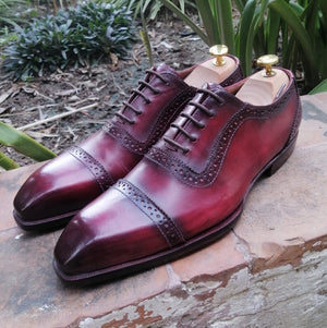 
                  
                    burgundy handmade pure leather oxford shoes for men
                  
                