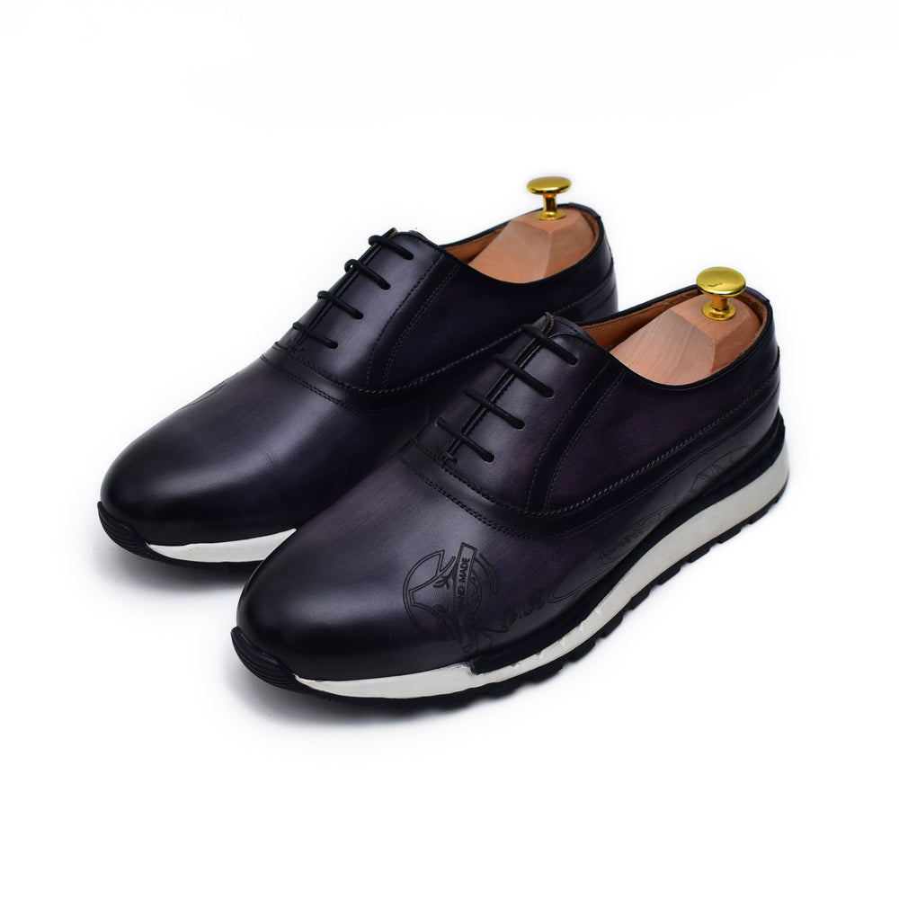 
                  
                    gray patina finish leather tie sneakers for men, handcrafted leather sneakers men casual shoes
                  
                