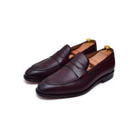 burgundy leather penny loafers and formal shoes for men - Barismil