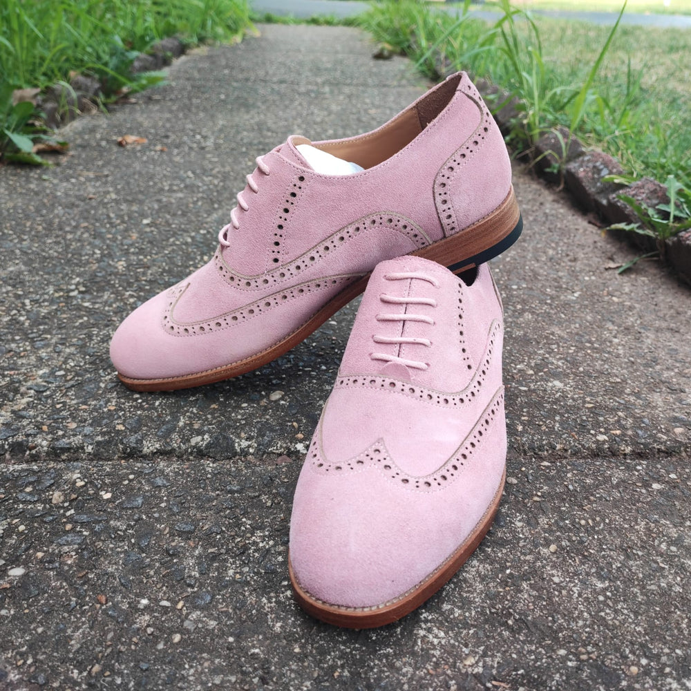 pink suede leather mens oxford dress shoes - barismil