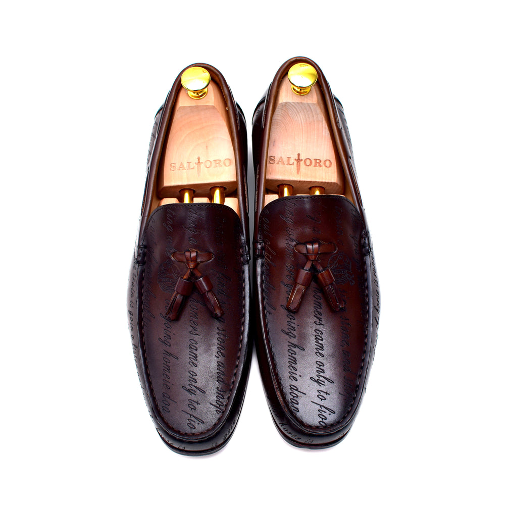 Lucca II - men's rich brown leather loafers with tassel - Barismil