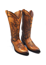 handmade tan leather cowboy boots