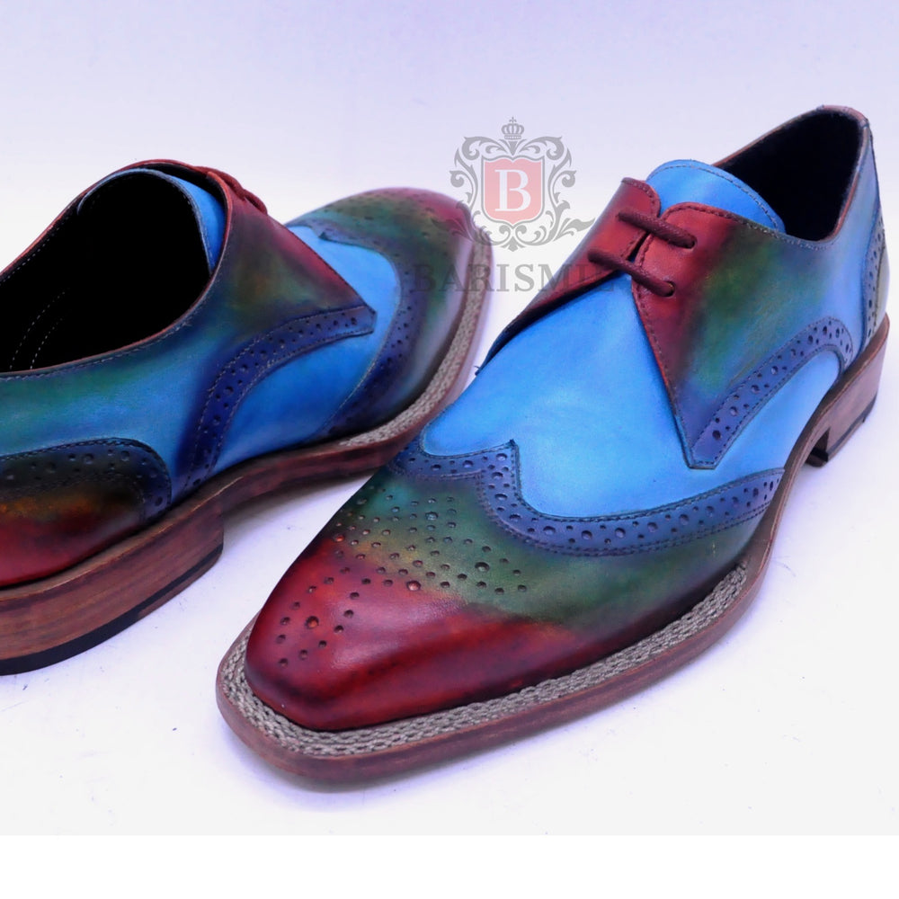 
                  
                    Two tone Leather dress derby shoes for men 
                  
                