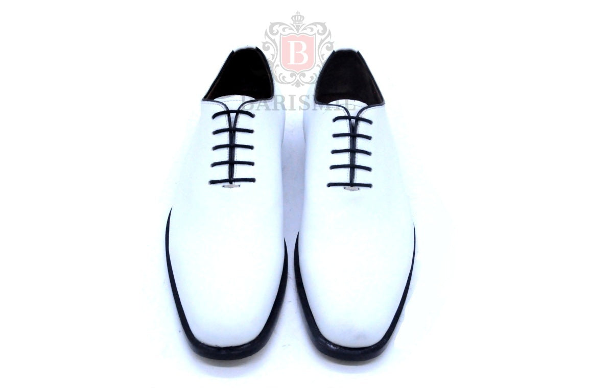White Tyler lace up dress shoes for men Barismil