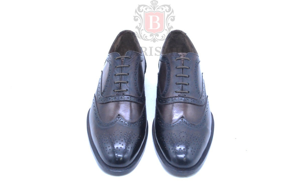 black wingtip brogue oxford dress shoes for men in leather - barismil