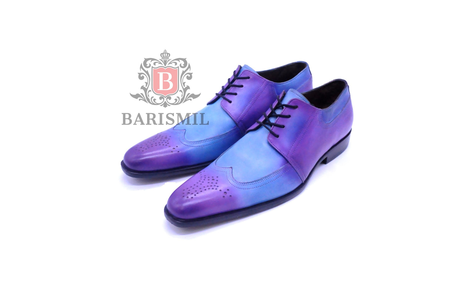 purple patina derby shoes