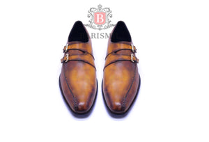 
                  
                    Walter Cognac Double monk leather shoes for men Barismil
                  
                