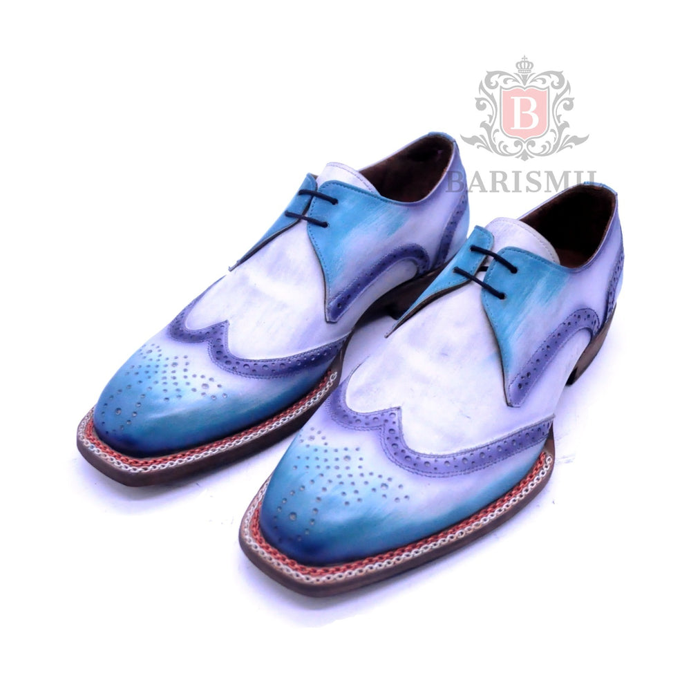 
                  
                    Porto white and blue oxford shoes for men 
                  
                