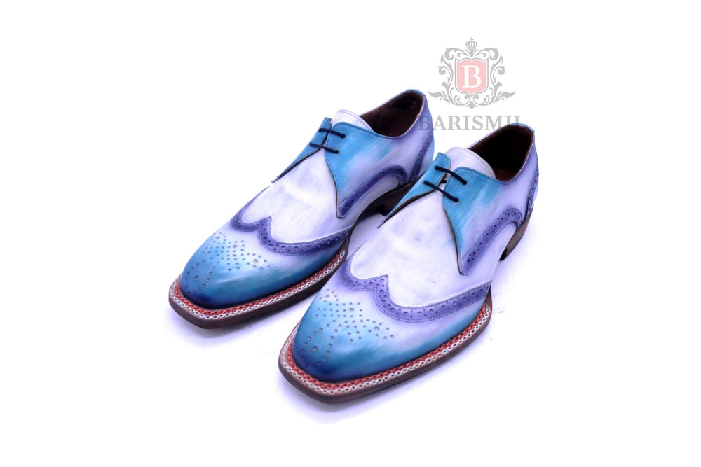 Porto white and blue oxford shoes for men 