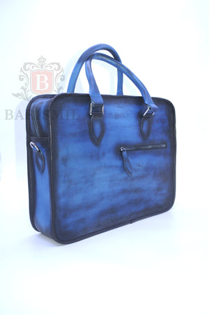 
                  
                    Handmade leather Briefcase - Blue Patina - Barismil
                  
                