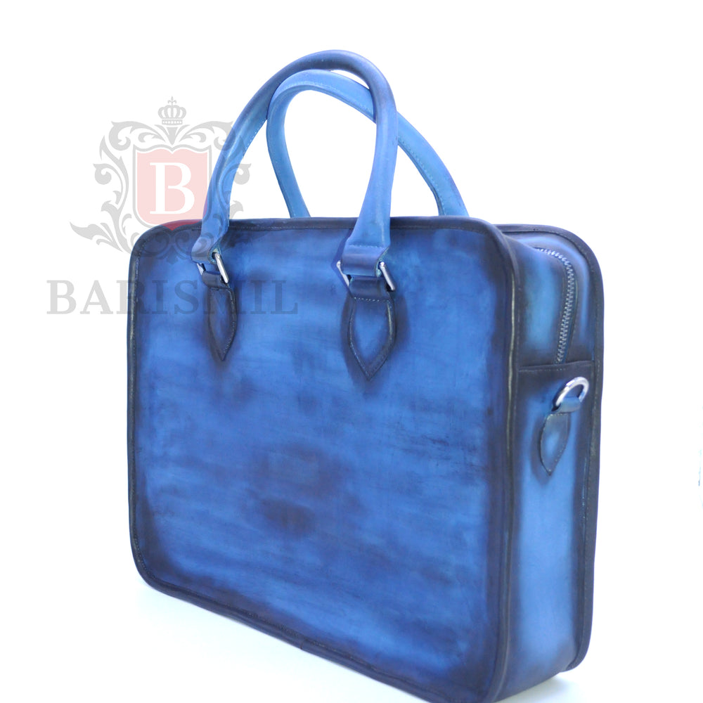 
                  
                    Handmade leather Briefcase - Blue Patina - Barismil
                  
                