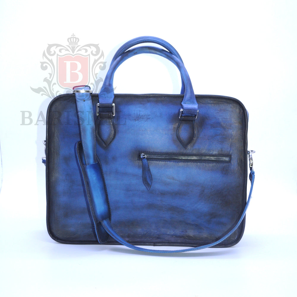
                  
                    Handmade leather Briefcase - Blue Patina - Barismil
                  
                