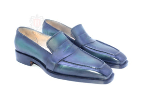 
                  
                    handmade patina loafers in green color-men dress shoes-dress loafers for men
                  
                