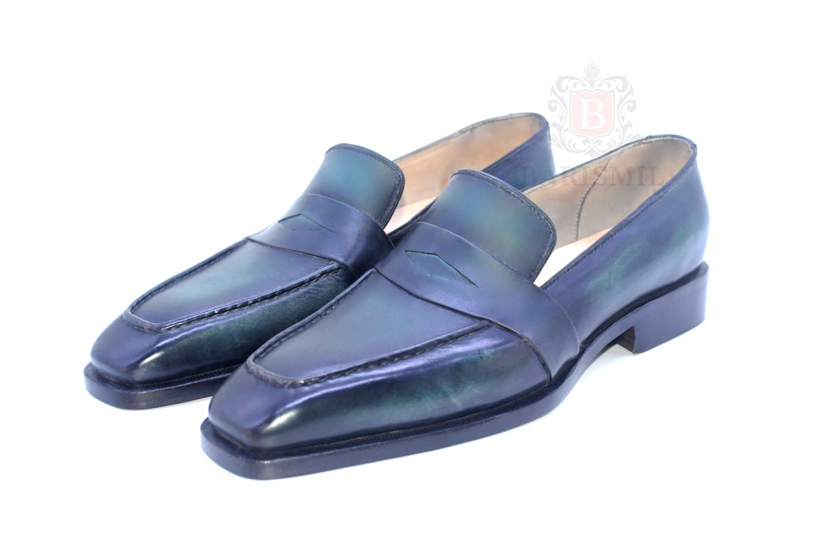 Venice Green handmade loafer for men - leather slip on loafers - Barismil