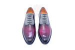 Burgundy two tone leather shoes for men 