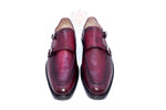 Double monk ox blood formal shoes for men 