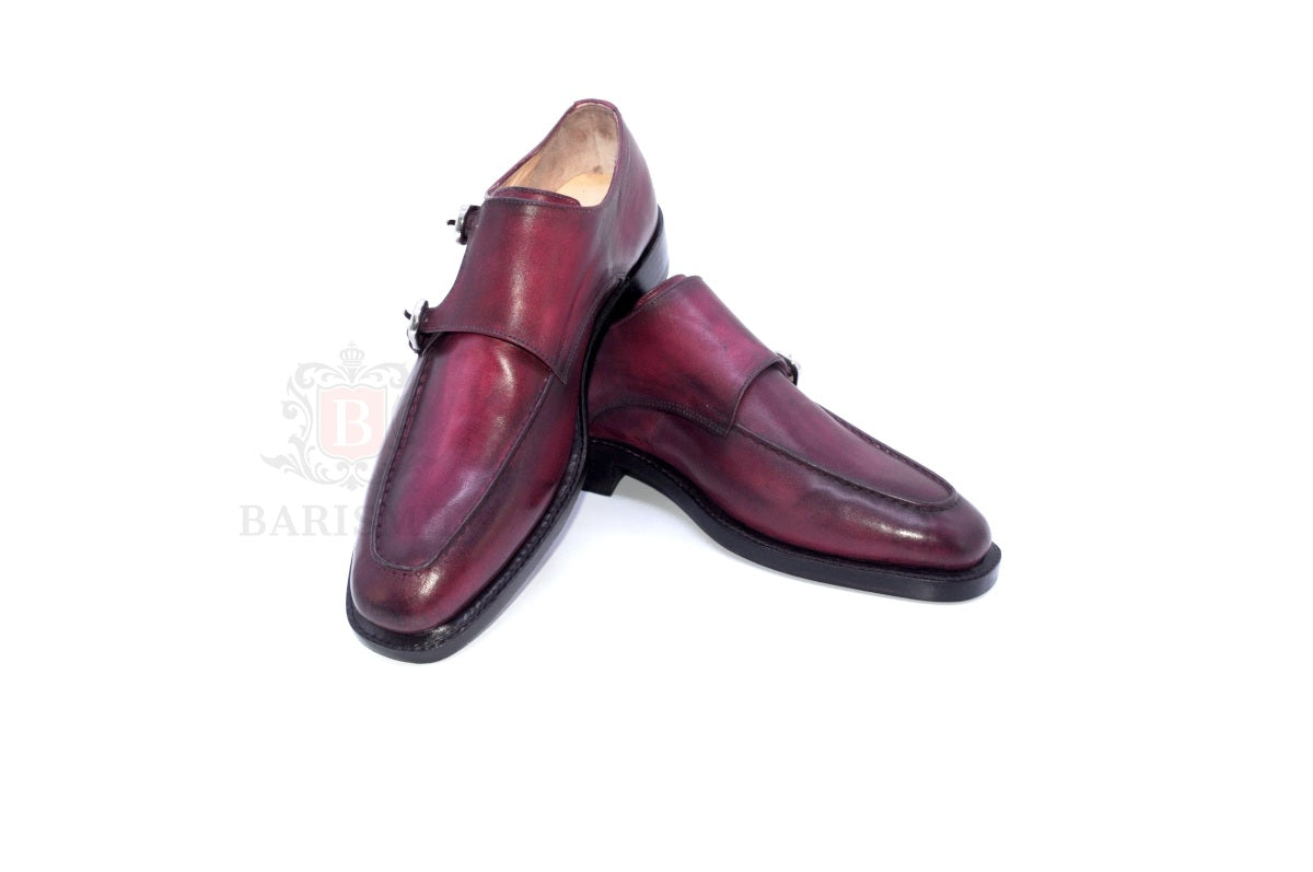 monk strap handmade leather shoes for men 