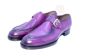 
                  
                    Purple monk strap leather shoes for men 
                  
                