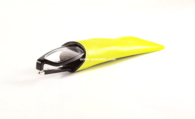Yellow Leather Glasses Pouch,Accessories- Barismil